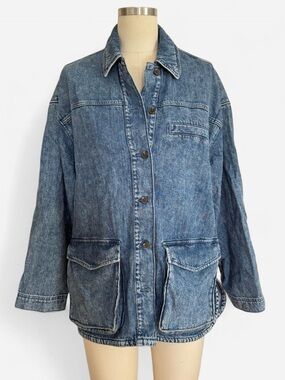 H&M Acid Washed Oversized Denim jacket with patch pockets
